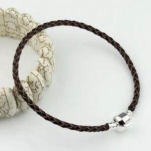 NEW•Black leather 2mm braided DIY charm bracelet 8”